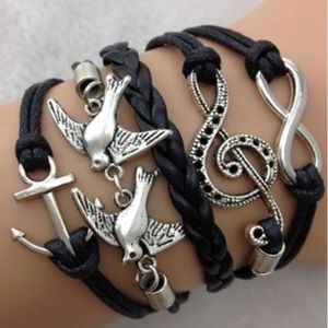 Women’s Musical Note Leather Infinity Bracelet